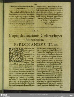 Lit. F. Copia declarationis Caesareae suoer facta ratificatione