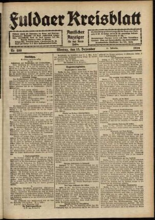 Ausgabe vom Montag, den 15. Dezember 1919.