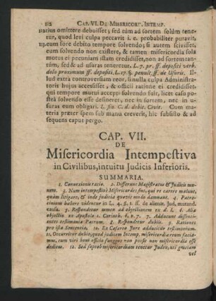 Cap. VII. De Misericordia Intempestiva in Civilibus, intuitu Iudicis Inferioris.