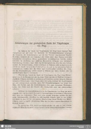 Erläuterungen zur geologischen Karte der Umgebungen von Prag