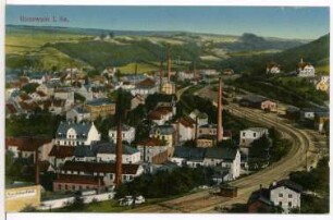 Roßwein. Blick auf Roßwein und die Eisenbahnstrecke