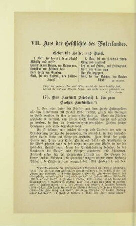 VII. Aus der Geschichte des Vaterlandes