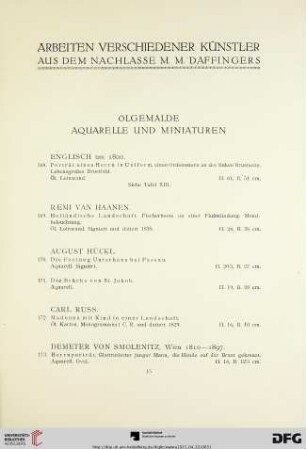 Ölgemälde, Aquarelle und Miniaturen (Nr. 168-181)