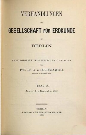 Verhandlungen. 9. 1882