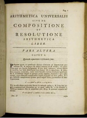 Arithmetica Universalis sive de Compositione et Resolutione Arithmetica Liber.