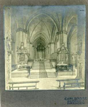 Kircheninnenraum : Kircheninnenraum. Zeichnung (bezeichnet 1914; C. Brose)
