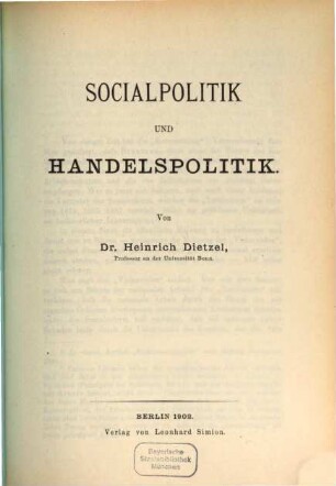 Socialpolitik und Handelspolitik