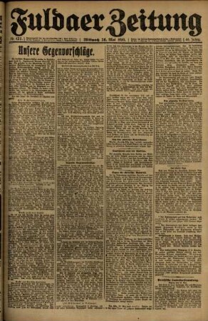 Erste Ausgabe vom Mittwoch, den 28. Mai 1919.