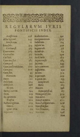 Regularum iuris pontificii index.