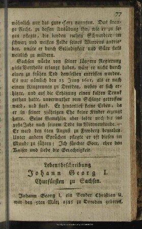 Lebensbeschreibung Johann Georg I.