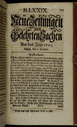 N. LXXIX. Leipzig, den 1 October. - N. LXXXVII. Leipzig, den 29 October.