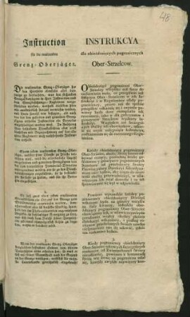Instruction für die roulirenden Grenz-Oberjäger : [Gegeben Berlin, den 31. December 1796]