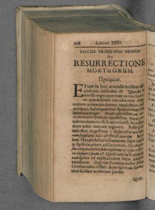 Locus Trigesimus Primus De Resurrectione Mortuorum.