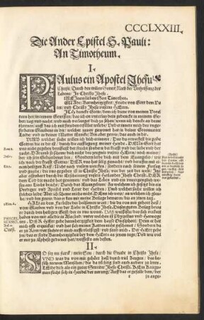 Die Ander Epistel S. Pauli: An Timotheum.