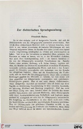 Zur dichterischen Sprachgestaltung