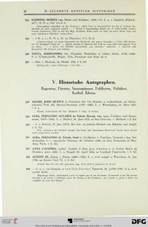 V. Historische Autographen (Nr. 338-470)