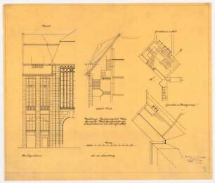 Warenhaus Wertheim, Leipziger Straße, Berlin 3. Bauabschnitt, Erweiterungsbau Leipziger Platz: Fassadenteilansicht und Details,1:100