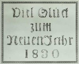 Schrifttafel "Viel Glück zum Neuen Jahr"