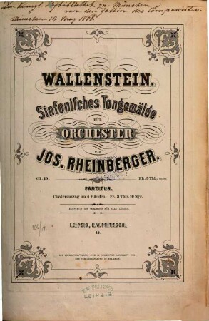 Wallenstein : symphon. Tongemälde für Orchester ; op. 10