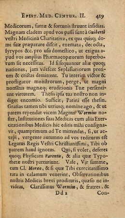 Thomae Bartholini Epistolarum Medicinalium à Doctis vel ad Doctos scriptarum, Centuria ..., 1/2. Cum Indicibus necessariis