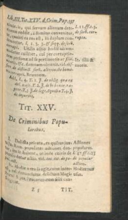 Tit. XXV. De Criminibus Popularibus