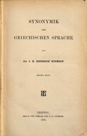 Synonymik der griechischen Sprache, 1
