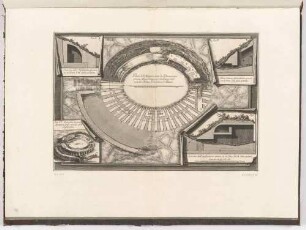 Pianta dell'Anfiteatro eretto da Domiziano (Grundriss des Domitian-Amphiteathers), aus der Folge "Antichità d’Albano e di Castel Gandolfo", Tafel XI.
