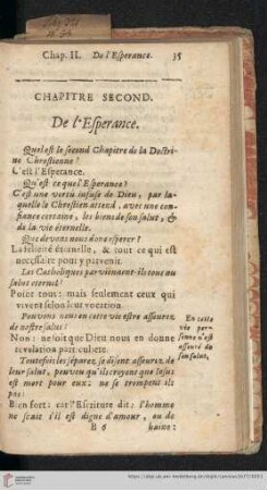 Chapitre second: De l'Esperance