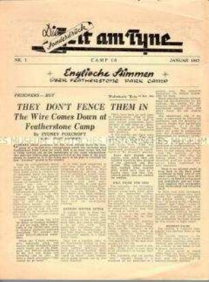 Sonderausgabe der Lagerzeitung "Zeit am Tyne" des Kriegsgefangenenlagers Camp No. 18 (Featherstone Park Camp Haltwistle) in englischer Sprache