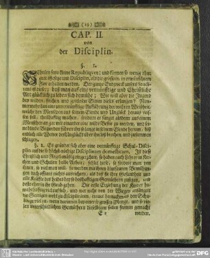 Cap. II. von der Disciplin