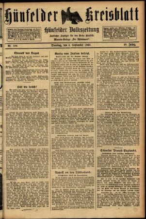 Ausgabe vom Dienstag, den 04. September 1923.