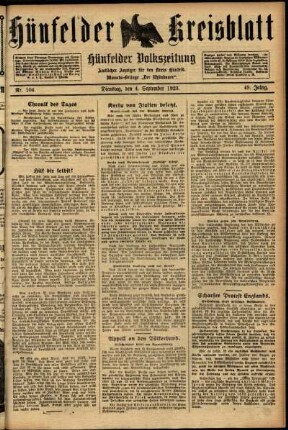 Ausgabe vom Dienstag, den 04. September 1923.