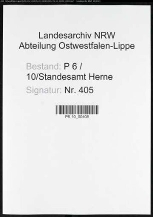 Sterberegister Standesamt Herne