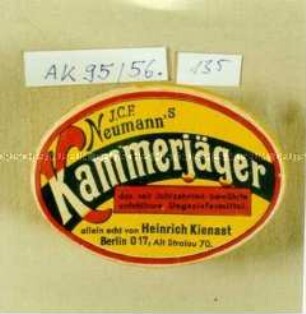 Pappschachtel für "J.C.F. Neumann's Kammerjäger" mit Inhalt