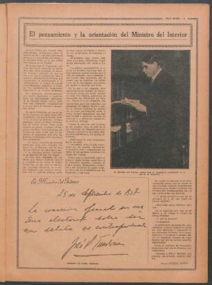 El pensamiento y la orientación del Ministro del Interior