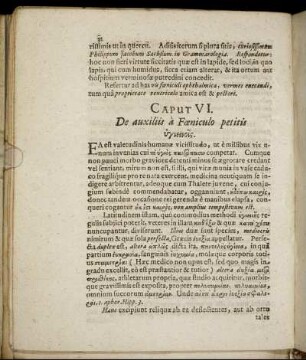 Caput VI. De auxiliis a Fœniculo petitis [...]