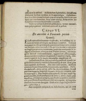 Caput VI. De auxiliis a Fœniculo petitis [...]