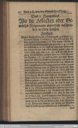 Das 3. Hauptstück. Wie die Affecten oder Gemüths-Neigungen eigentlich beschrieben werden müssen