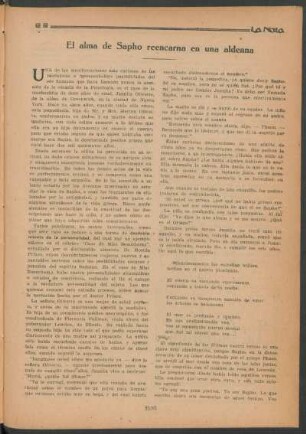 El alma de Sapho, reencarna en una aldeana