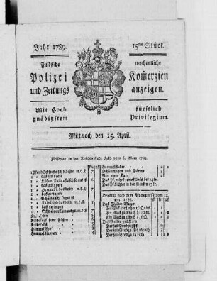 15tes Stück., Ausgabe vom 15. April 1789