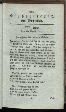 XCV. Stück, den 26. April 1777