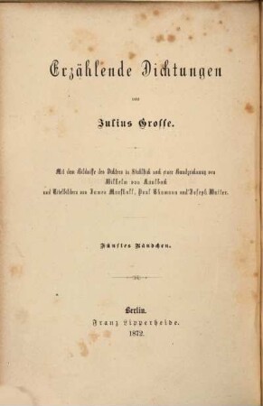 Erzählende Dichtungen, 5
