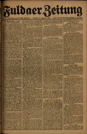 Erste Ausgabe vom Freitag, den 10. Januar 1919.