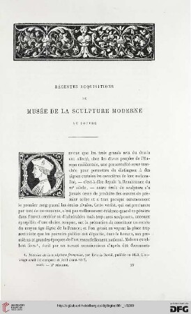 2. Pér. 23.1881: Récentes acquisitions du musée de la sculpture moderne au Louvre