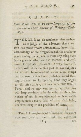 Chap. VI. State of the arts in Pegu ...
