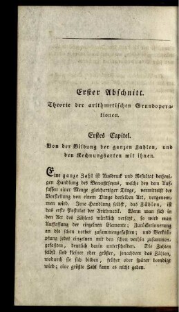 Erster Abschnitt. Theorie der arithmetischen Grundoperationen.