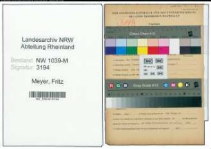 Entnazifizierung Fritz Meyer , geb. 10.11.1900 ()