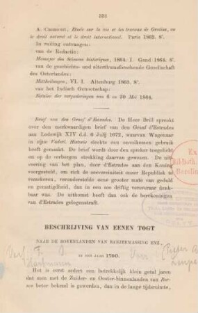 Beschrijving van eenen togt naar de Bovenlanden van Banjermassing enz., in het jaar 1790