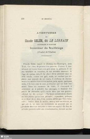 Aventures de Claude Gelée, dit Le Lorrain, patissier & peintre, inventeur du feuilletage