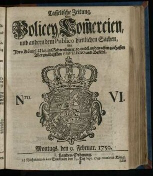 Nro. VI, Montags, den 9. Februar 1750